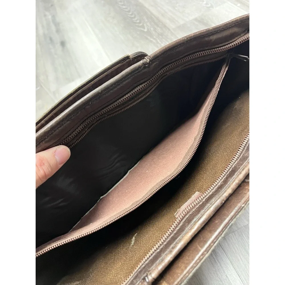 Vintage Mark Cross Brown Leather Portfolio Zippered Bag Briefcase Bag